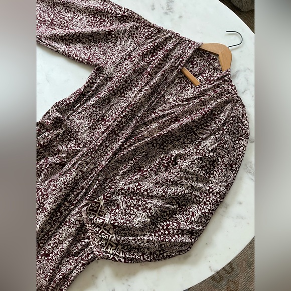 NWT Anthropologie / Nat by Natalie Martin Burgundy and Cream Maxi Dress - Picture 5 of 10